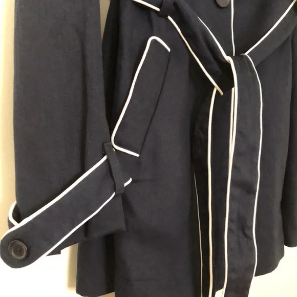 Studio by JPR Dark Blue Trench Coat with White Accents - Picture 7 of 7